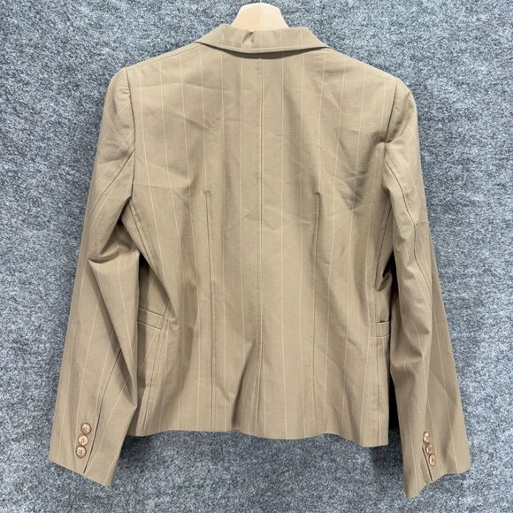 Rafaella Blazer Women 10P Petite Beige Striped Button Up Collared Long Sleeve - Picture 2 of 6